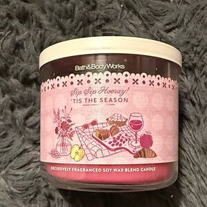 Bath & Body Works Pink 'Tis The Season Candle NEW 3 Wick Candle